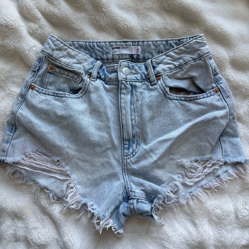 Garage Light Blue Distressed Jean Shorts